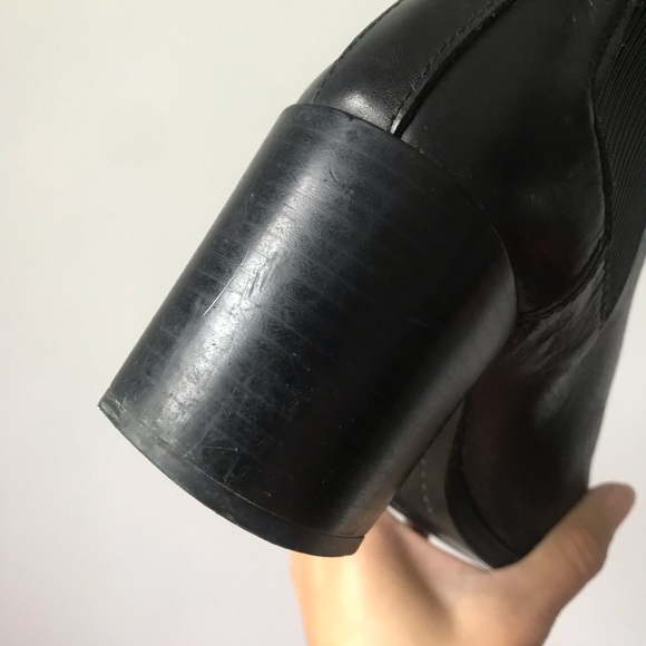 ZARA Block Heel Pointed Toe Leather Ankle Boots - Picture 10 of 16